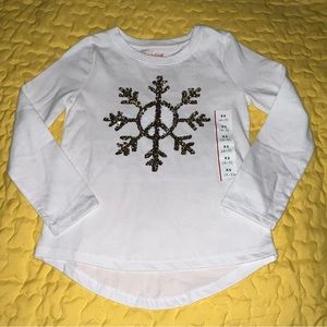 🌼 🎄Cat & Jack Shirt Girls Size XS 4 5 Snowflake Flip Sequin Shirt New NWOT